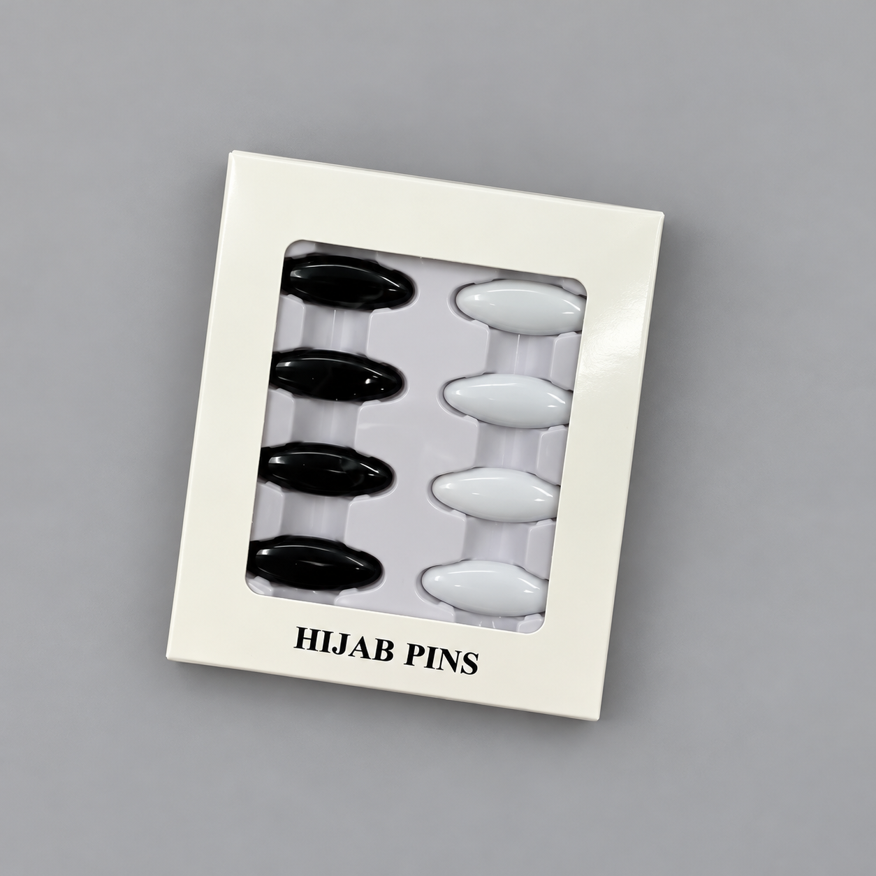 8 black and white oval scarf clips