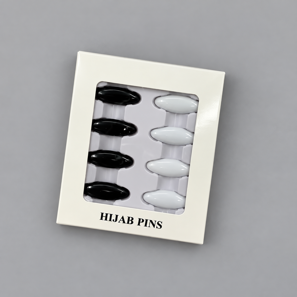8 black and white oval scarf clips