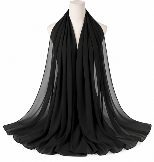 Black soft chiffon hijab