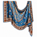Blue, cream and brown floral modal hijab