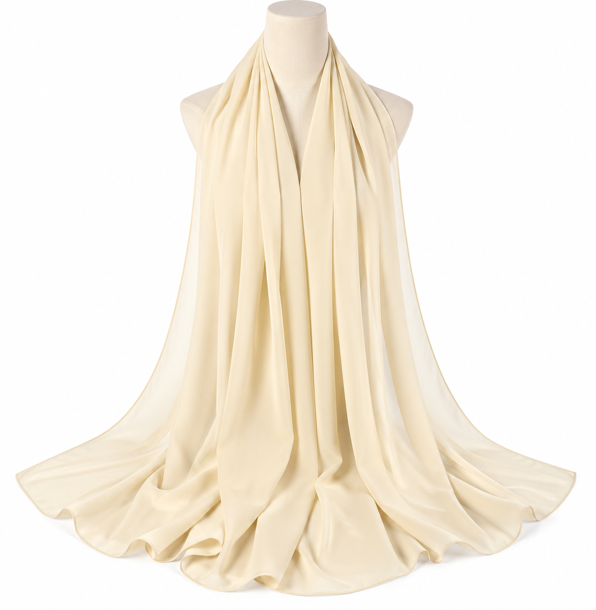 Cream soft chiffon hijab