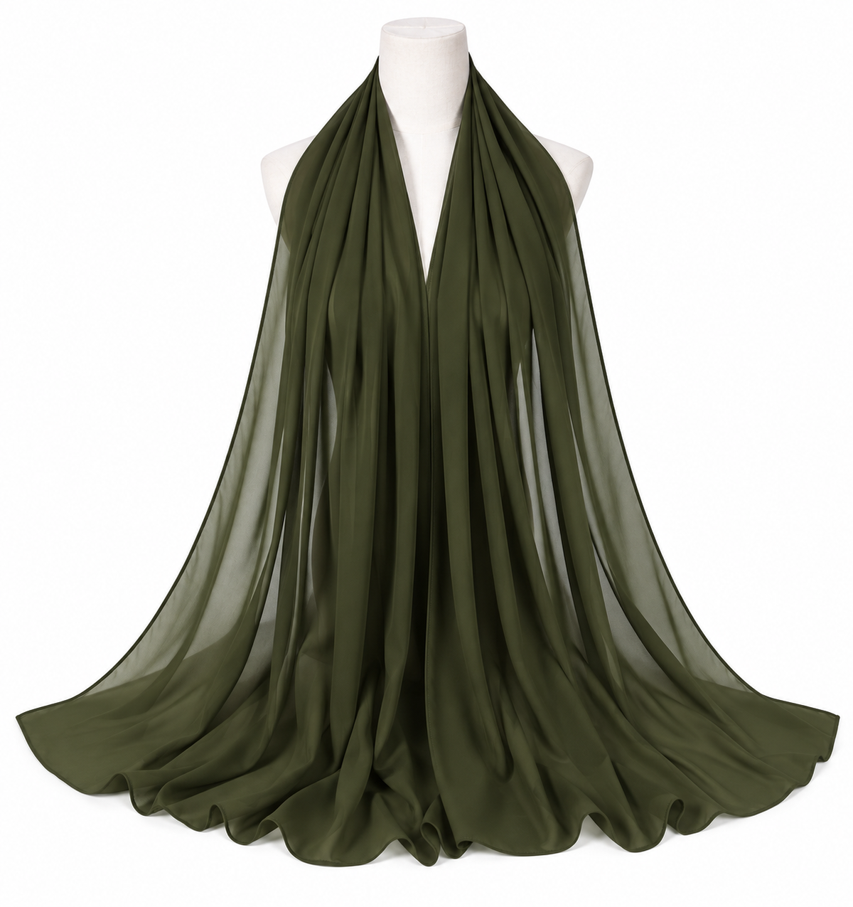 Dark Olive Green soft chiffon hijab