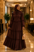 Elegant Double Layer Chiffon Modest Maxi Dress
