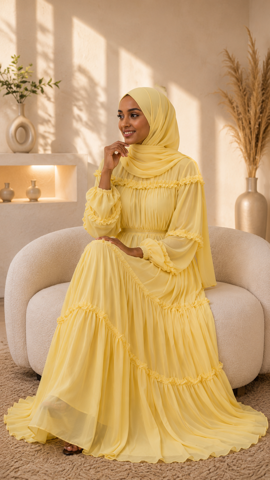Elegant Double Layer Chiffon Modest Maxi Dress