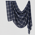 Navy plaid print polyester hijab