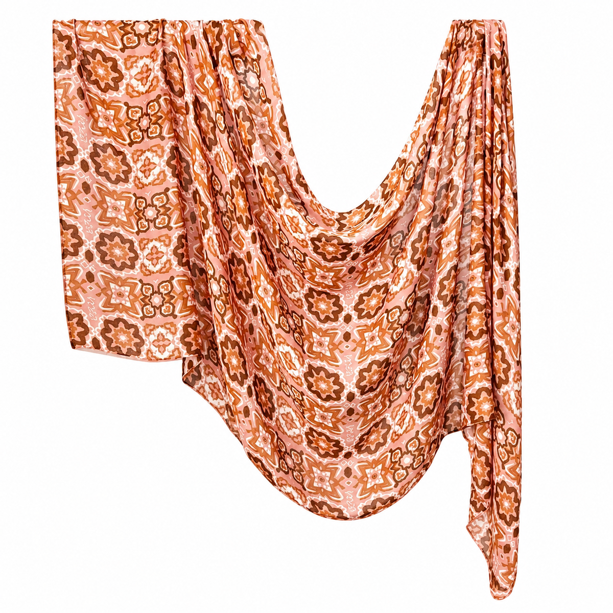 Rust brown geometric print modal hijab