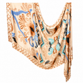 Tan and blue floral modal hijab